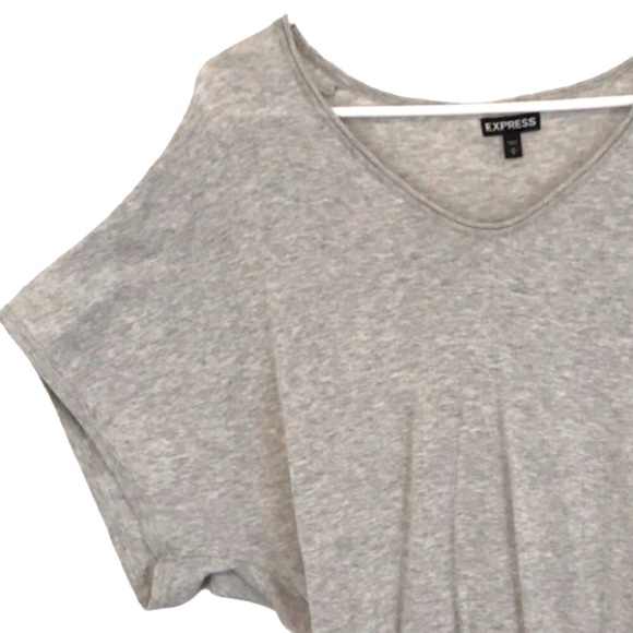 NWOT Express Light Gray Dolman Short Sleeve Sweater w/Fitted Waist SZ XS - Picture 2 of 6